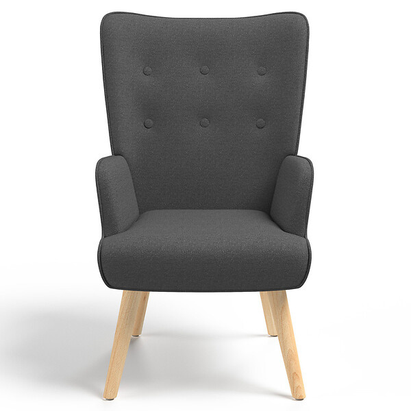ID MARKET - Fauteuil scandinave IVAR avec repose pieds gris anthracite - large