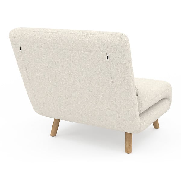 ID MARKET - Fauteuil convertible ROMEO lit d'appoint 1 place 80x190 cm bouclette blanc - large