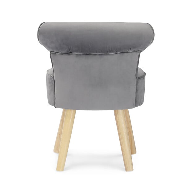 ID MARKET - Fauteuil crapaud en velours gris - large
