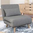 ID MARKET - Fauteuil convertible ROMEO lit d'appoint 1 place 80x190 cm tissu gris clair - vignette