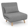 ID MARKET - Fauteuil convertible ROMEO lit d'appoint 1 place 80x190 cm tissu gris clair - vignette