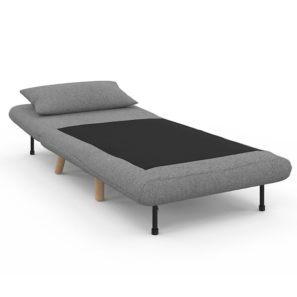 ID MARKET - Fauteuil convertible ROMEO lit d'appoint 1 place 80x190 cm tissu gris clair - large