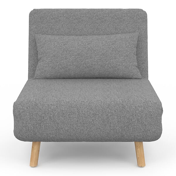 ID MARKET - Fauteuil convertible ROMEO lit d'appoint 1 place 80x190 cm tissu gris clair - large