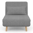 ID MARKET - Fauteuil convertible ROMEO lit d'appoint 1 place 80x190 cm tissu gris clair - vignette