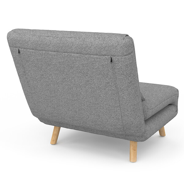 ID MARKET - Fauteuil convertible ROMEO lit d'appoint 1 place 80x190 cm tissu gris clair - large