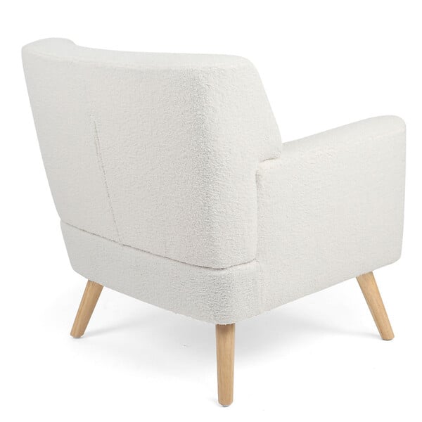 ID MARKET - Fauteuil scandinave LIV en tissu bouclette blanc - large