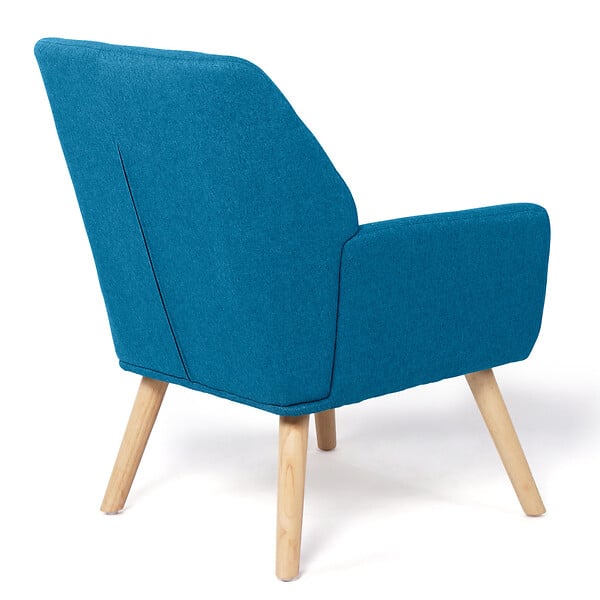 ID MARKET - Fauteuil scandinave NAT en tissu bleu canard - large