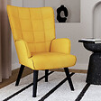 ID MARKET - Fauteuil scandinave ANIA velours jaune - vignette