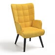 ID MARKET - Fauteuil scandinave ANIA velours jaune - vignette