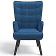 ID MARKET - Fauteuil scandinave ANIA avec repose pieds velours bleu - vignette