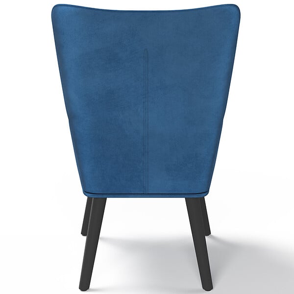 ID MARKET - Fauteuil scandinave ANIA avec repose pieds velours bleu - large