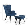 ID MARKET - Fauteuil scandinave ANIA avec repose pieds velours bleu - vignette