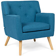 ID MARKET - Fauteuil scandinave LIV en tissu bleu canard - vignette