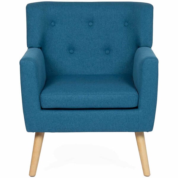 ID MARKET - Fauteuil scandinave LIV en tissu bleu canard - large