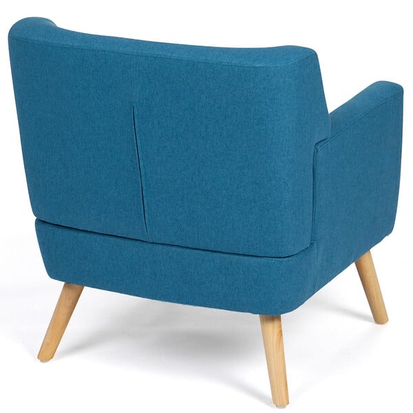 ID MARKET - Fauteuil scandinave LIV en tissu bleu canard - large