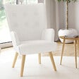 ID MARKET - Fauteuil scandinave IVAR en tissu bouclette blanc - vignette