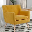ID MARKET - Fauteuil scandinave LIV en tissu jaune moutarde - vignette