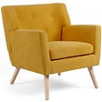 ID MARKET - Fauteuil scandinave LIV en tissu jaune moutarde - vignette