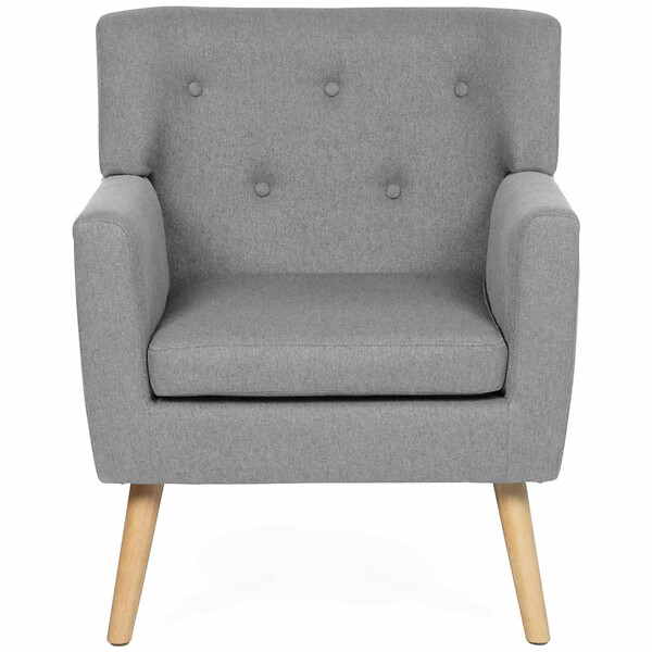 ID MARKET - Fauteuil scandinave LIV en tissu gris chiné - large