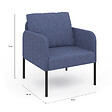 ID MARKET - Fauteuil AUGUSTE tissu bleu pieds métal noir - vignette