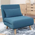 ID MARKET - Fauteuil convertible ROMEO lit d'appoint 1 place 80x190 cm tissu bleu canard - vignette