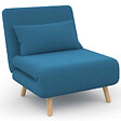 ID MARKET - Fauteuil convertible ROMEO lit d'appoint 1 place 80x190 cm tissu bleu canard - vignette