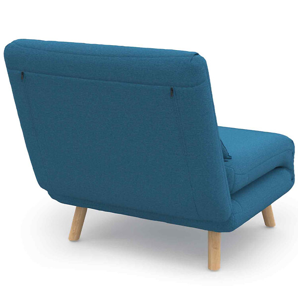 ID MARKET - Fauteuil convertible ROMEO lit d'appoint 1 place 80x190 cm tissu bleu canard - large