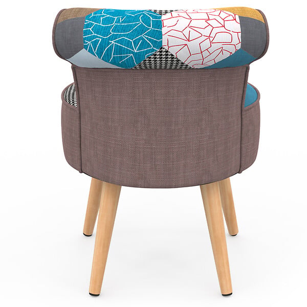 ID MARKET - Fauteuil CRAPAUD en tissu patchwork multicouleurs - large