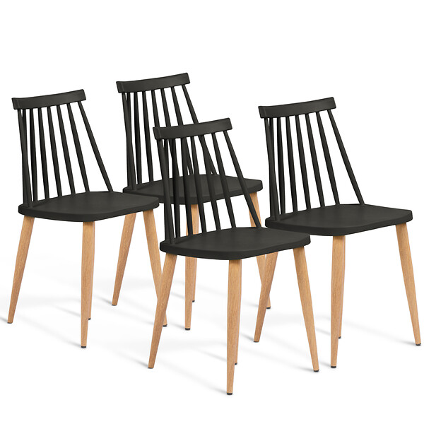 ID MARKET - Lot de 4 chaises LILY noires pour salle à manger - large
