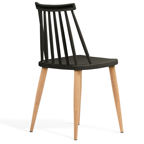 ID MARKET - Lot de 4 chaises LILY noires pour salle à manger - large
