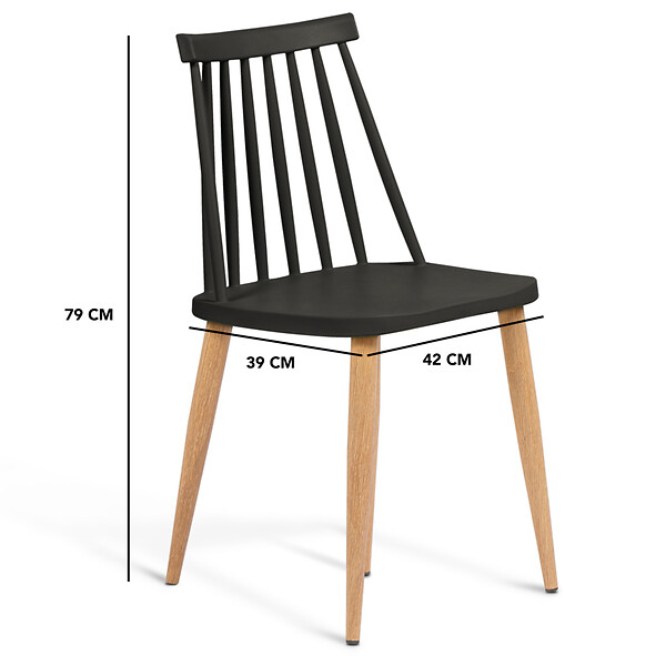 ID MARKET - Lot de 4 chaises LILY noires pour salle à manger - large