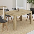 ID MARKET - Table à manger rectangle GEORGIA 6 personnes imitation hêtre 140 x 80 cm - vignette