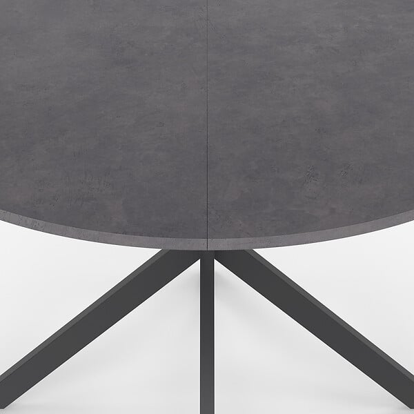 ID MARKET - Table à manger ronde JASPE 6 personnes plateau effet béton pied araignée gris anthracite 110 cm - large
