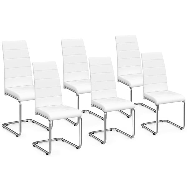 ID MARKET - Lot de 6 chaises MIA blanches pour salle à manger - large