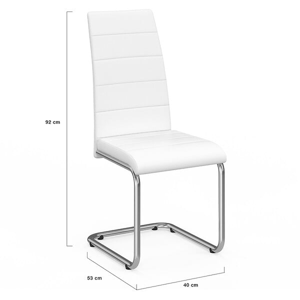 ID MARKET - Lot de 6 chaises MIA blanches pour salle à manger - large