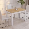 ID MARKET - Table à manger rectangle ROZY 4 personnes blanc plateau façon hêtre 110 cm - vignette