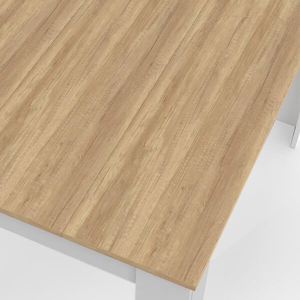 ID MARKET - Table à manger rectangle ROZY 4 personnes blanc plateau façon hêtre 110 cm - large