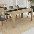 ID MARKET - Table à manger rectangle GEORGIA 8 personnes imitation hêtre et noire 160 x 80 cm - vignette