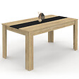 ID MARKET - Table à manger rectangle GEORGIA 8 personnes imitation hêtre et noire 160 x 80 cm - vignette