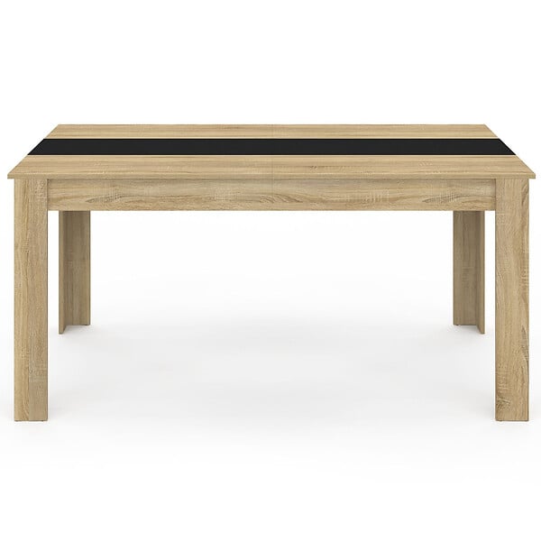 ID MARKET - Table à manger rectangle GEORGIA 8 personnes imitation hêtre et noire 160 x 80 cm - large