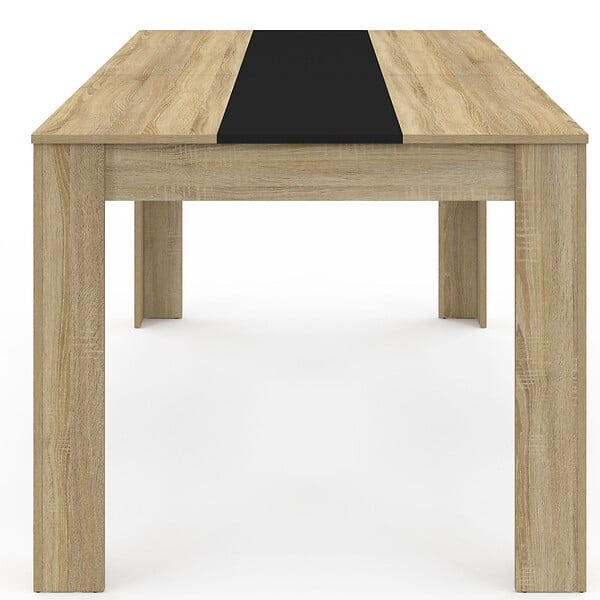 ID MARKET - Table à manger rectangle GEORGIA 8 personnes imitation hêtre et noire 160 x 80 cm - large