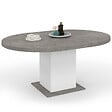 ID MARKET - Table à manger extensible ronde EDEN 4-8 personnes béton et blanc 120-160 cm - vignette