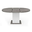 ID MARKET - Table à manger extensible ronde EDEN 4-8 personnes béton et blanc 120-160 cm - vignette