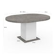 ID MARKET - Table à manger extensible ronde EDEN 4-8 personnes béton et blanc 120-160 cm - vignette