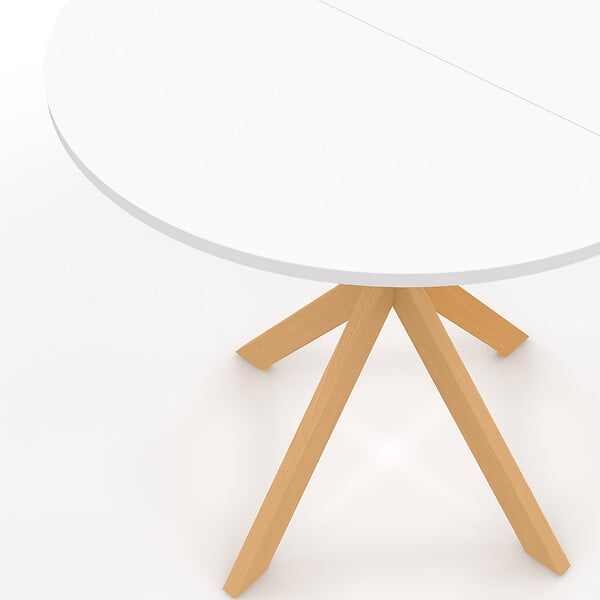 ID MARKET - Table à manger ronde ALIX 4 personnes pied araignée bois et plateau blanc GISELE 80 cm - large