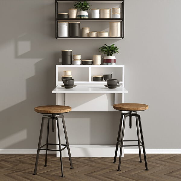 HABITAT ET JARDIN - Table de repas pliable en bois "Bracked" - 70 x 15 x 96 cm - Blanc - large