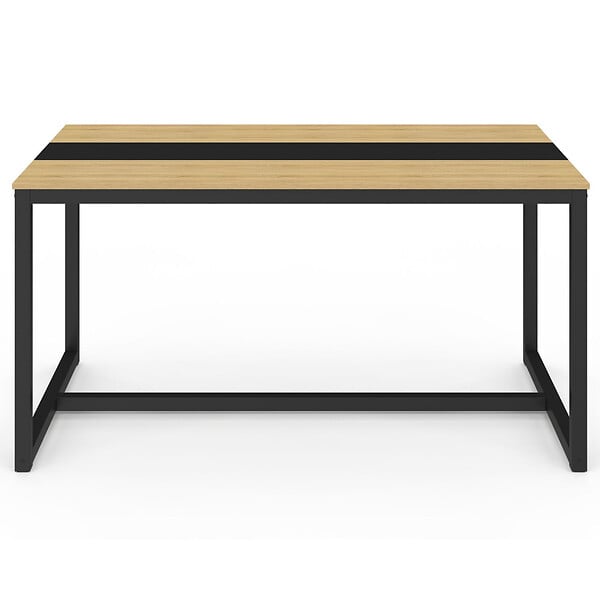 ID MARKET - Table à manger rectangle DOVER 8 personnes bande centrale noire design industriel 150 cm - large