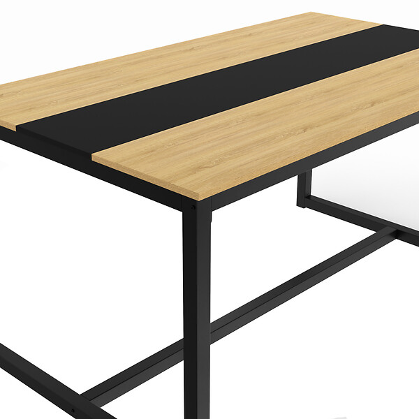 ID MARKET - Table à manger rectangle DOVER 8 personnes bande centrale noire design industriel 150 cm - large