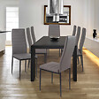 ID MARKET - Lot de 6 chaises ROMANE grises pour salle à manger - vignette