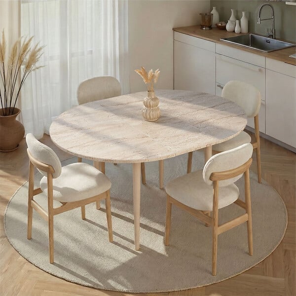 HABITAT ET JARDIN - Table à manger extensible en bois "Viona" 100 x 100 x 75 cm - Travertin - large